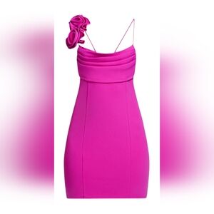 NWT $450 Zac Posen Stretch Crepe 3D Flower Mini Dress Viola Pink Size 10